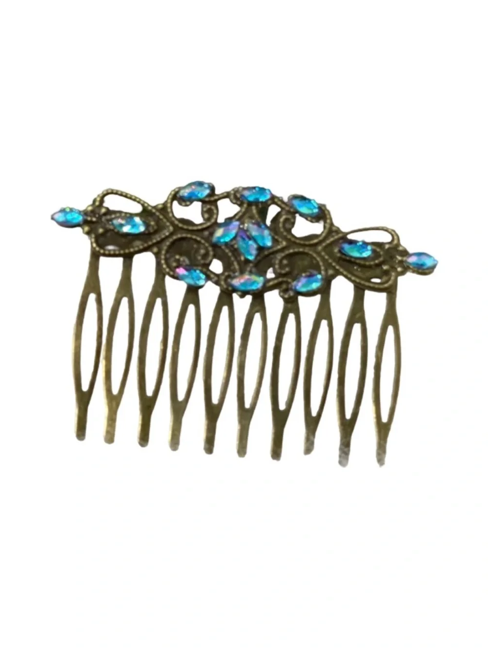 Elegant Blue Crystal and Gold Hair Comb 2.5”FINAL PRICE DROP